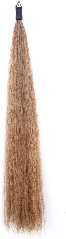 Soft Horse Tail Extensions with Braided Horsehair Loop Blunt Cut Bottom 34-36 inches Long and 1 lb Weight Mixed Brown Premium Material