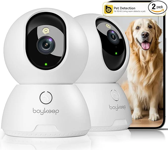 Contemporary BoyKeep 2K Cameras for Home Security 2-Pack Indoor Camera with Night Vision Pet Camera Indoor with Phone App Motion Detection 2-Way Audio Cloud SD Card Storage Compatible with AlexaAbout ThisOverview Soft