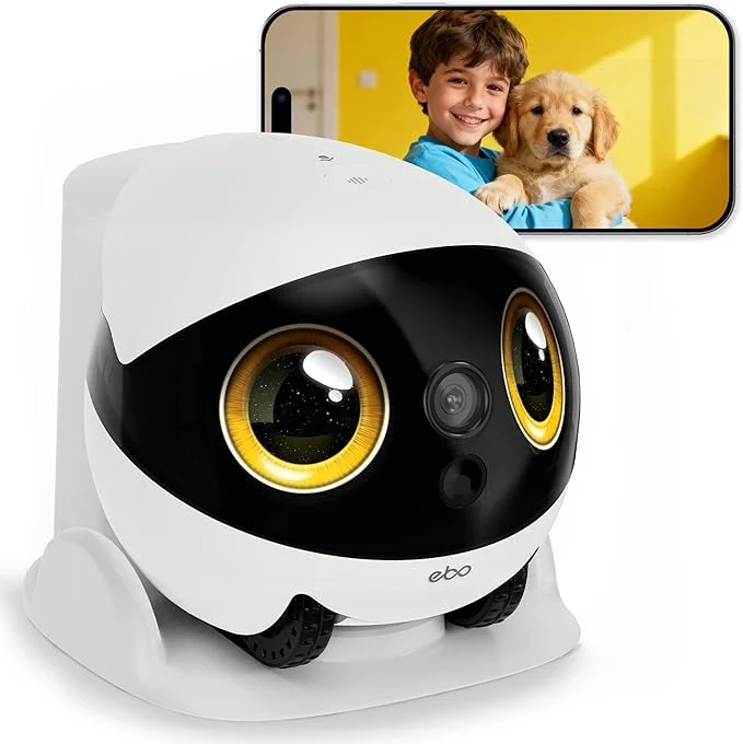 Reusable Enabot EBO Air 2S FamilyBot Home Robot Camera 2.5K Indoor Pet Cam Movable Robot Camera 2-Way Video Auto-Recharge Long Battery Life Custom Facial Image Night VisionAbout ThisOverview Premium
