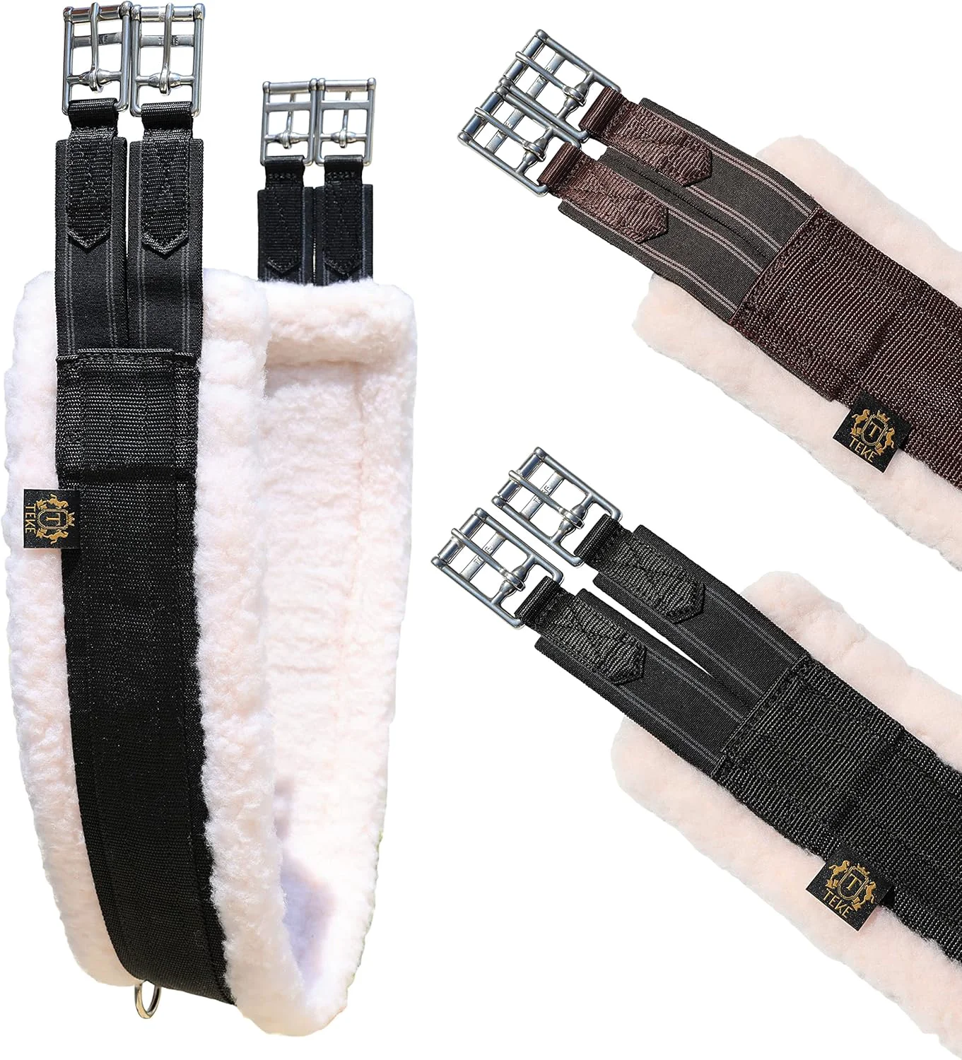 Smart T TEKE Daily English Girths for Horses Padded with Fleece Double-Sided Heavy-Duty Elastic and Stainless Steel Buckles Sizes 38 -56 First-Class
