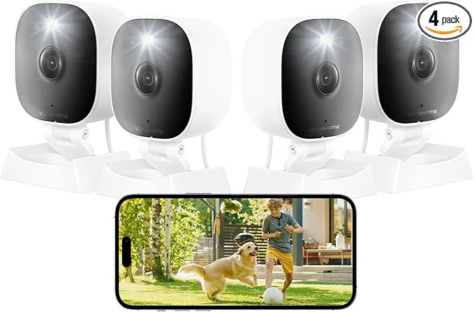 Excellent 2K Cameras for Home Security Indoor Outdoor for Baby Elder Pet Monitoring with Phone app Wired Plug Play Color Night Vision 2-Way Audio 24 7 Recording Support 128G Card Not Included 4-PackAbout ThisOverview High-Performance