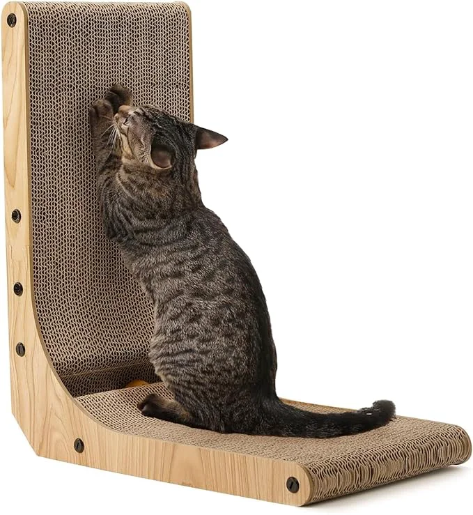 Classic FUKUMARU Cat Scratcher 18.7 Inch L Shape Cat Scratch Pad Wall Mounted Solid