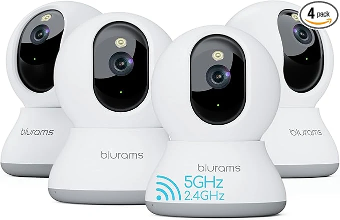 Practical blurams Cameras for Home Security 2K Pet Camera with Phone App 5GHz 2.4GHz Dual-Band 360° PTZ Indoor Cameras 2-Way Talk Motion Tracking Color IR Night Vision Cloud SD Works with Alexa 4Pack About ThisOverview Trusted