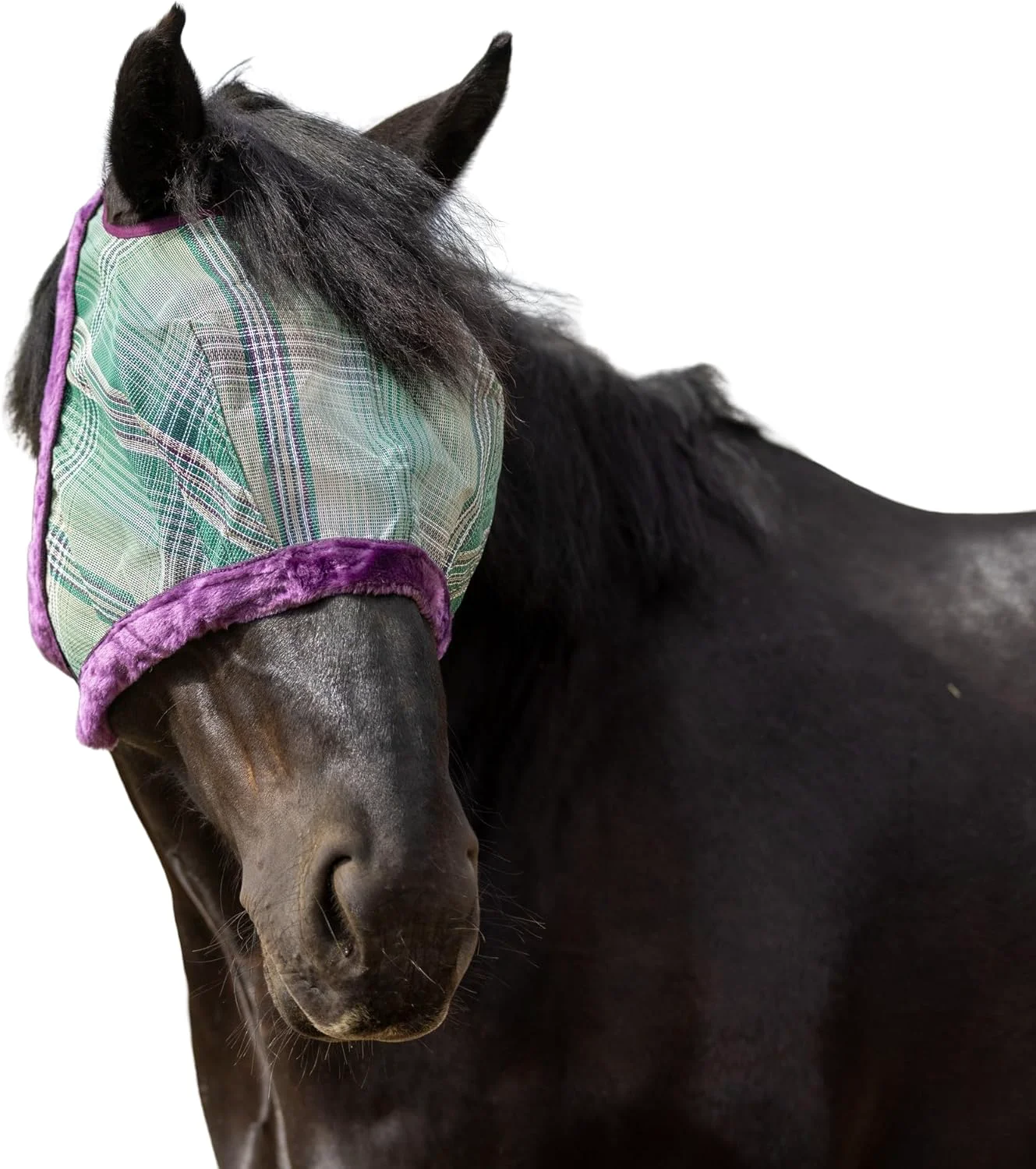 Safe Kensington UV Fly Mask with Fleece Trim - Protective Mask with Dual Ear Opening Size XXL Color 2019-Imperial Jade Casual