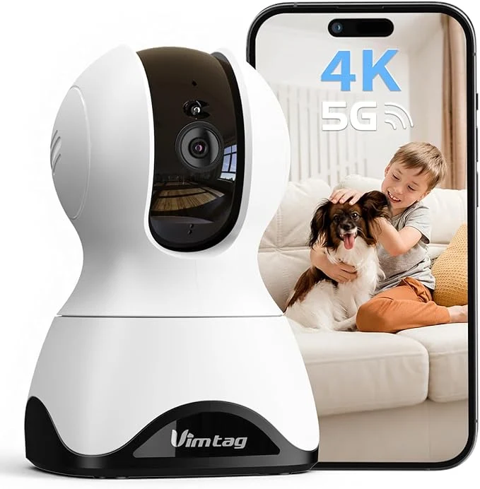 Top-Quality VIMTAG 8MP UHD Pan Tilt Indoor Camera for Pet Dog Cat Baby Nanny Security Camera for Home Room with Phone App 5G 2.4G WiFi Night Vision 2-Way Audio Motion Tracking AI Detection Works w AlexaAbout ThisOverview Outstanding