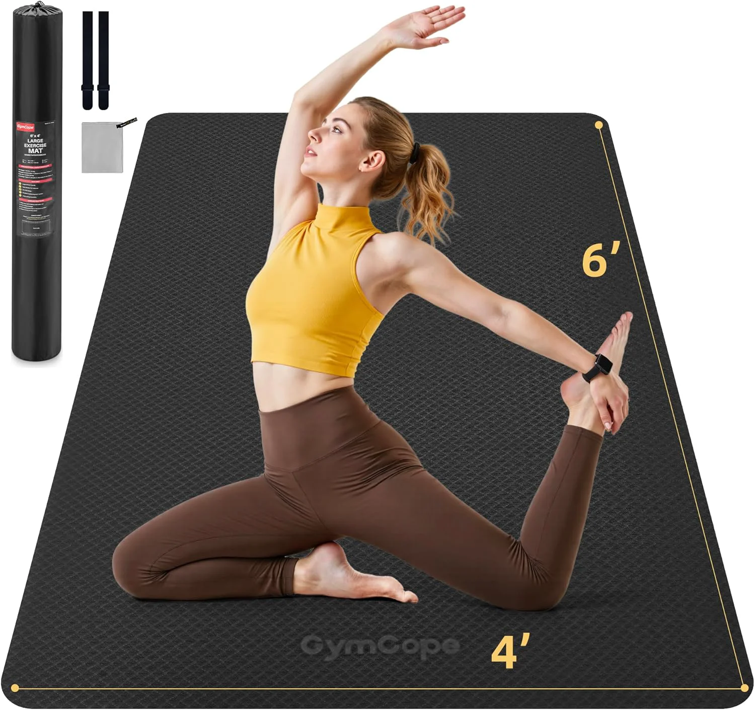 Responsible Extra Large Yoga Mat - 72 x35 72 x48 78 x57 - Wide TPE Exercise Mat for Home Stretching Couples Family Workouts - 6-12mm Thick Non-Slip Waterproof - with Carry Bag and Straps Excellent