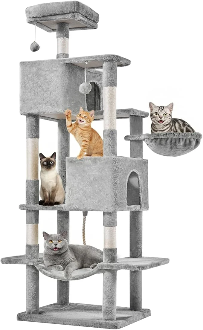 Traditional DUMOS Large 66 Inch Cat Tree Tower Tall Multi Level Cat Climbing Tower Durable