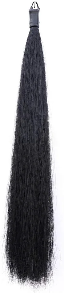 Sustainable Horse Tail Extensions with Braided Horsehair Loop Blunt Cut Bottom 34-36 inches long and 1 lb Weight Jet Black Recyclable