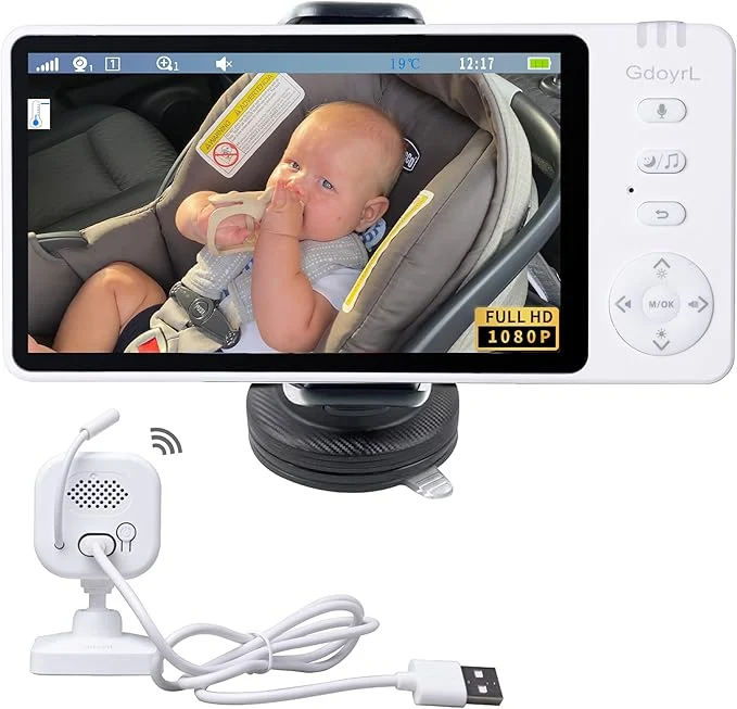 Clean Wireless Baby Car Camera with 5-inch HD 1080P IPS USB-Powered 360° Rotating Rear Seat Monitor 1000 ft Auto Manual Night Vision VOX Mode HD Display for Car Backseat Home Baby PetAbout ThisOverview Proven