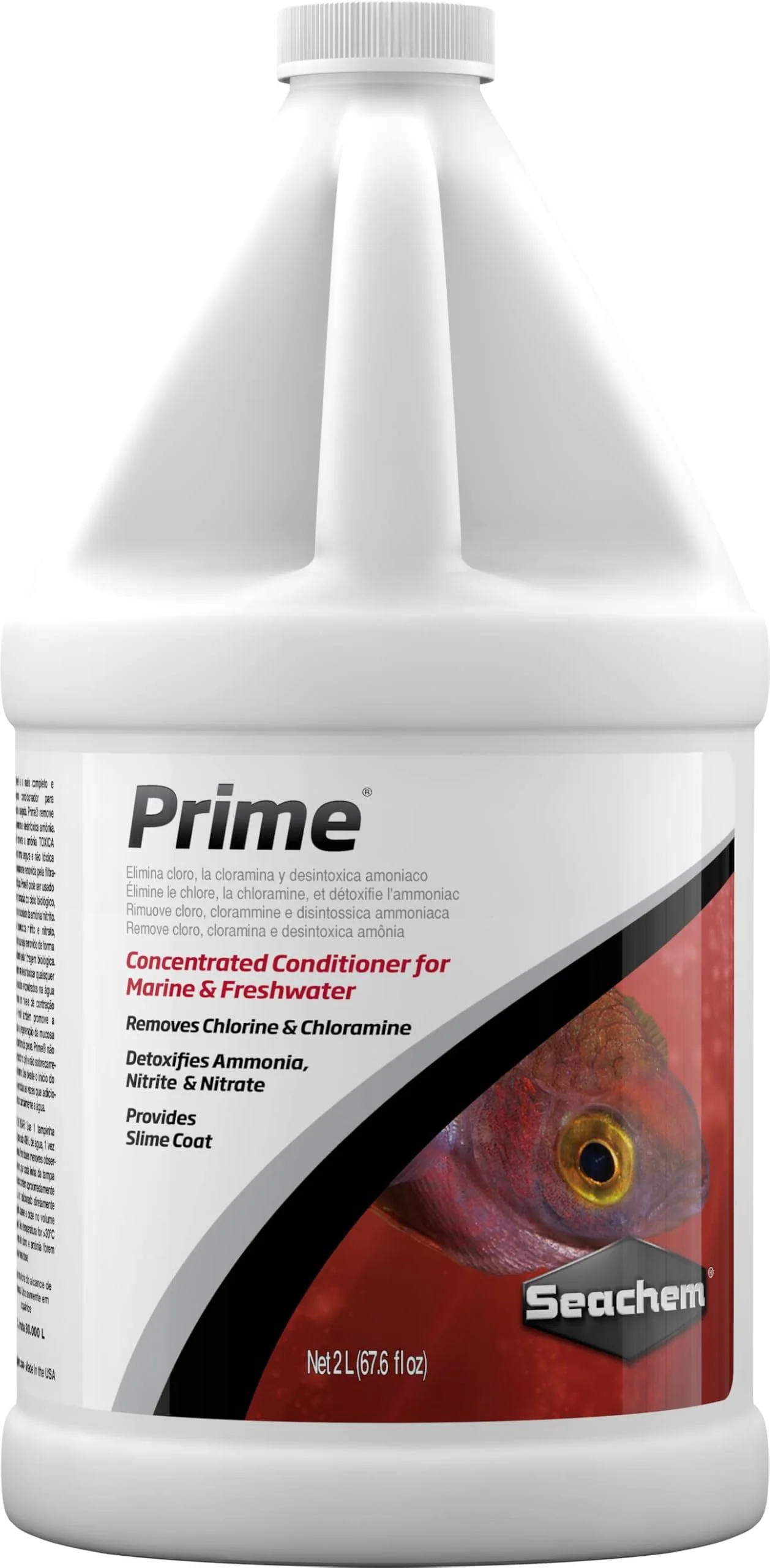 Premium Seachem Prime Water Conditioner 2 Liter – Dechlorinates Detoxifies Metals Safe for Marine Freshwater Responsible