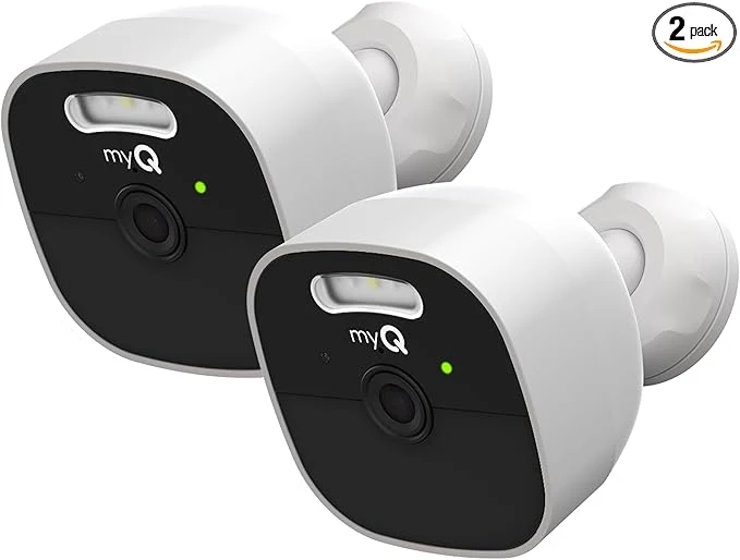 Safe Chamberlain myQ Outdoor Battery Camera 2K Camera Color Night Vision Spotlight Motion Alerts Live View with Two-Way Talk Wireless Weather-Resistant Outdoor White 2 PackAbout ThisOverview Sustainable