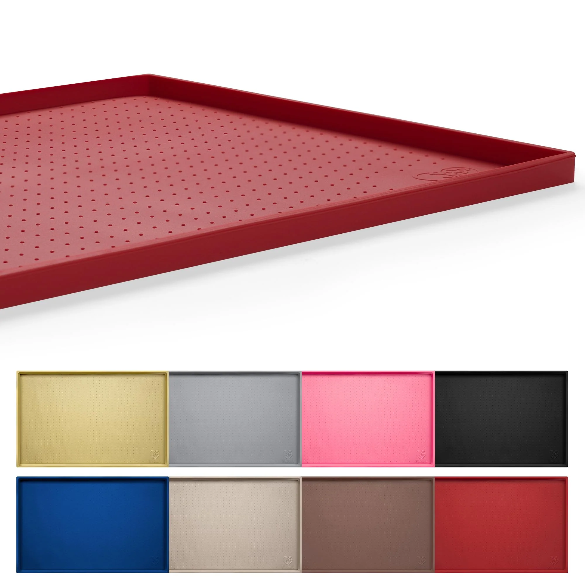Soft Hubulk Dog Feeding Mat - 32x24 Silicone Waterproof Non-Slip 1-inch Lip Dishwasher Safe Red High-Performance