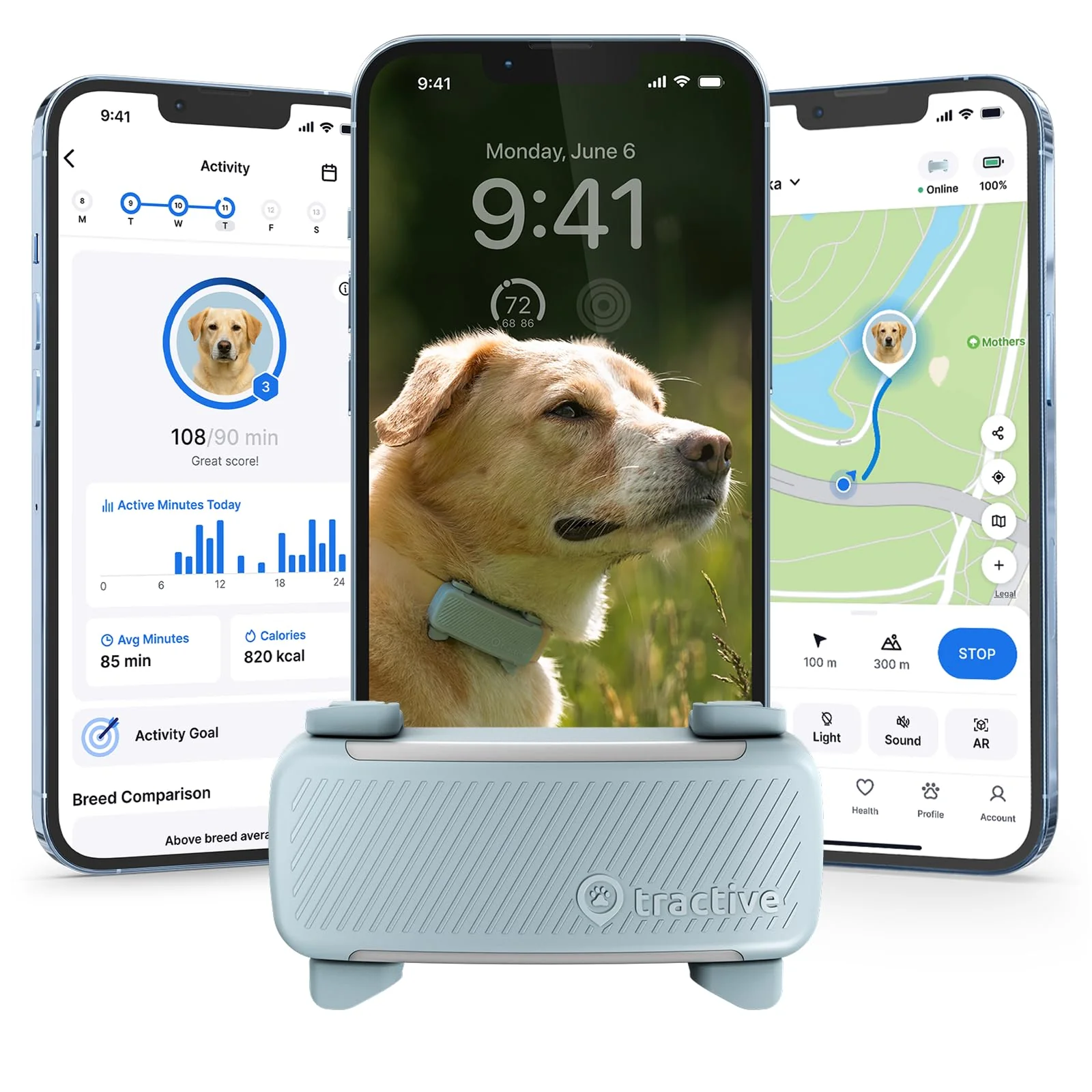 Selected Tractive Smart Dog GPS Tracker – Live Location Vital Signs Bark Alerts Mint Durable
