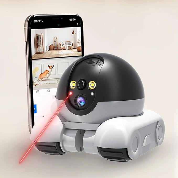Fashionable AEZ Robot Camera on Wheels 1080P Dual Lens Indoor Movable Security Camera with 2-Way Talk Blinky Bot with Night Vision Distance Bot App Control for Cats Dogs Baby Elderly SD Cloud Storage About ThisOverview Official