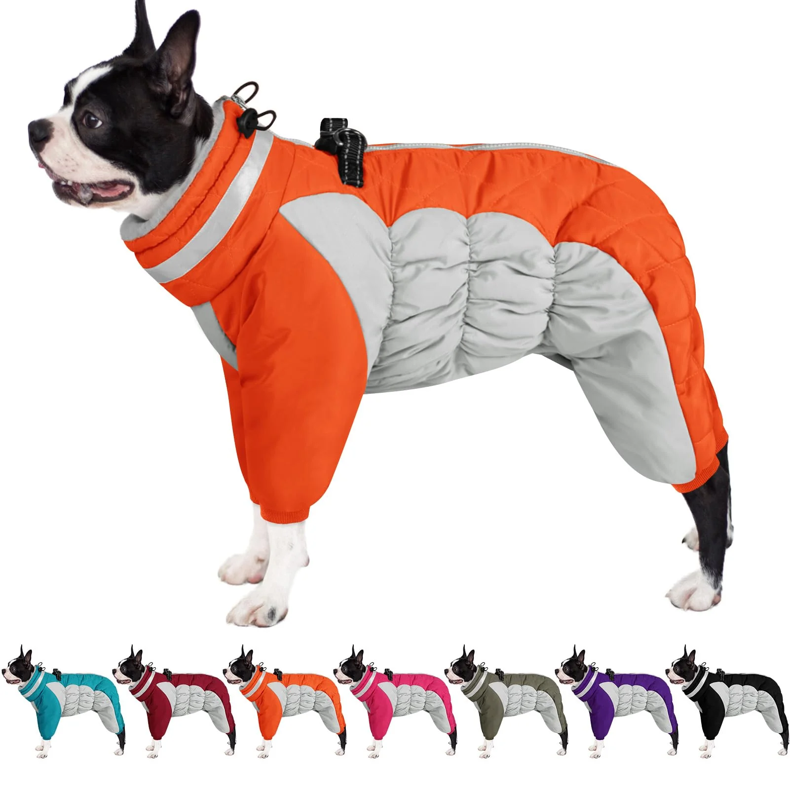 Classic AOFITEE Small Dog Coat Winter Jacket – Warm Windproof with Built-in Harness Reflective Turtleneck Sophisticated