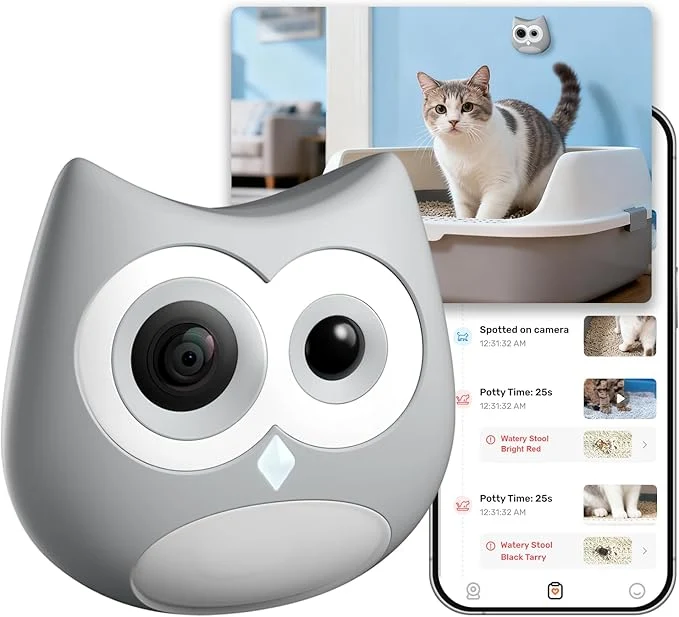 Fine Crafted Litter Box Camera – AI Cat Health Monitoring Records Cat's Toileting Behavior Abnormal Alerts Fits Automatic Standard Litter Boxes Multi-Cat Support Cat Cam with Night Vision Grey About ThisOverview Professional