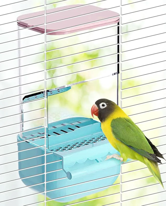 Convenient BNOSDM No Mess Bird Cage Feeders Automatic Bird Feeder Parrot Cage Accessories Smart