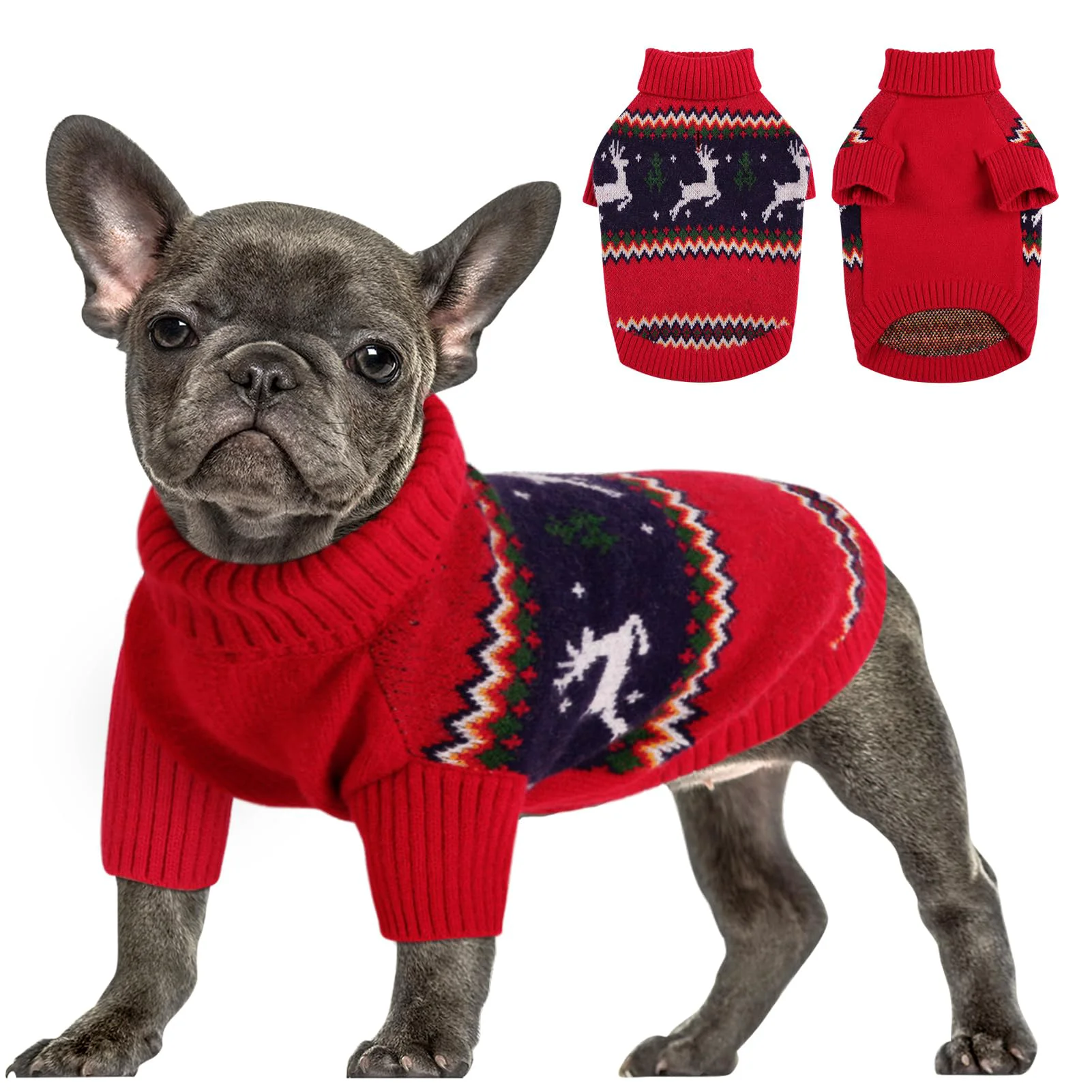 Smooth Queenmore Knitted Pullover Christmas Dog Sweater - Warm Turtleneck XL Contemporary