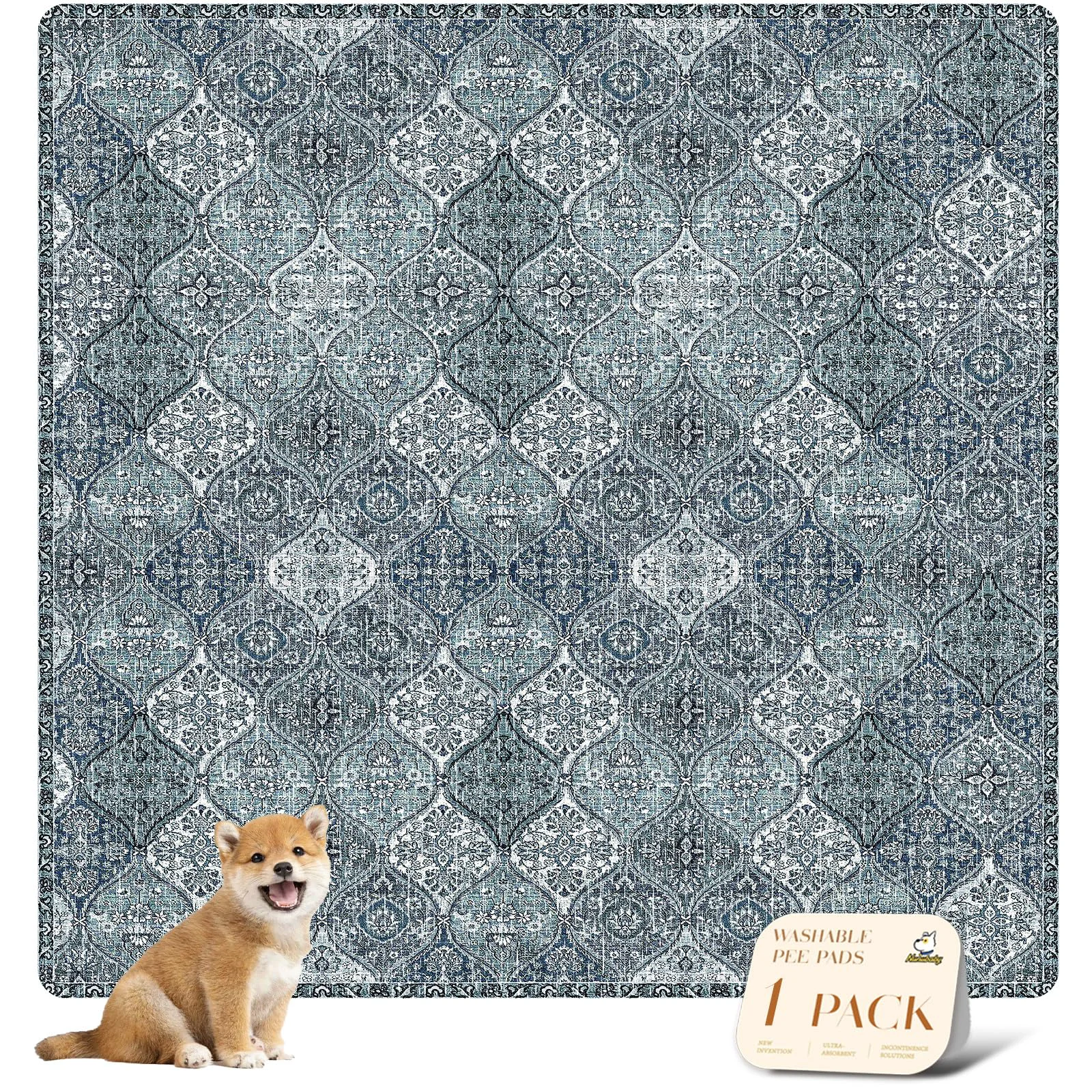 Advanced Nunubaby Washable Pee Pads for Dogs — Non-Slip Leak-Proof Reusable 72 x 72 Blue Multi Unique