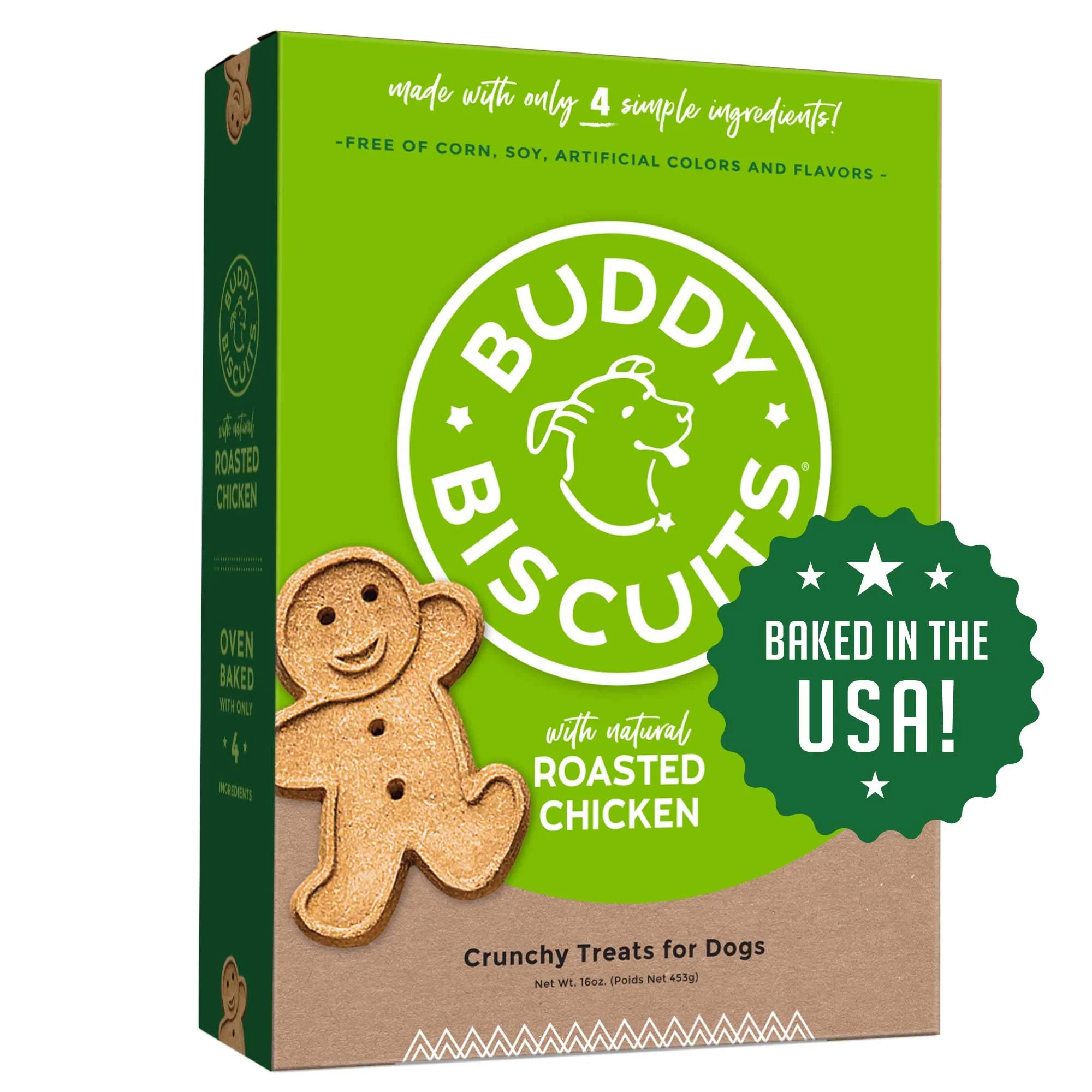 High-Grade Buddy Biscuits Oven Baked Healthy Dog Treats – Crunchy Whole Grain USA Made 16 oz 6 pack