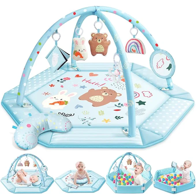 Comfortable Baby Gym Play Mat 8-in-1 Tummy Time Mat Ball Pit Classic