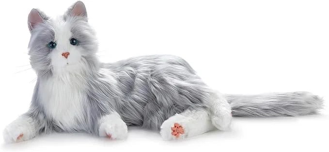 Quality JOY FOR ALL Companion Pet for Seniors - Lifelike Animatronic Cat - istic Soft-Touch Fur Purring - Therapy Stuffed Animal - Toy for Alzheimer's Dementia - Silver w WhiteAbout This Fine