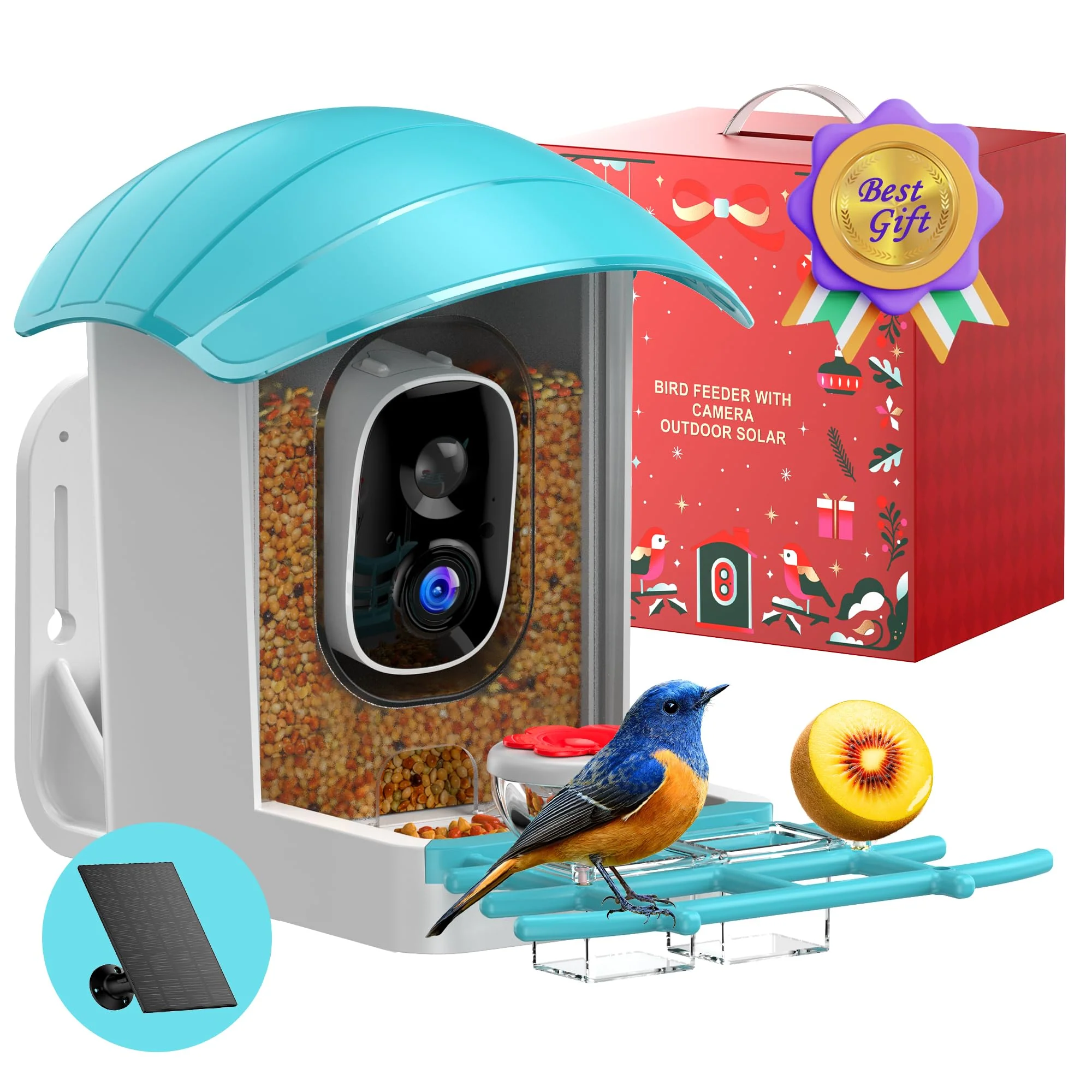 Flexible IUUZEUL Bird Feeder with Camera Solar Powered — 2K HD Live View AI Bird Identification Outdoor WiFi Detailed