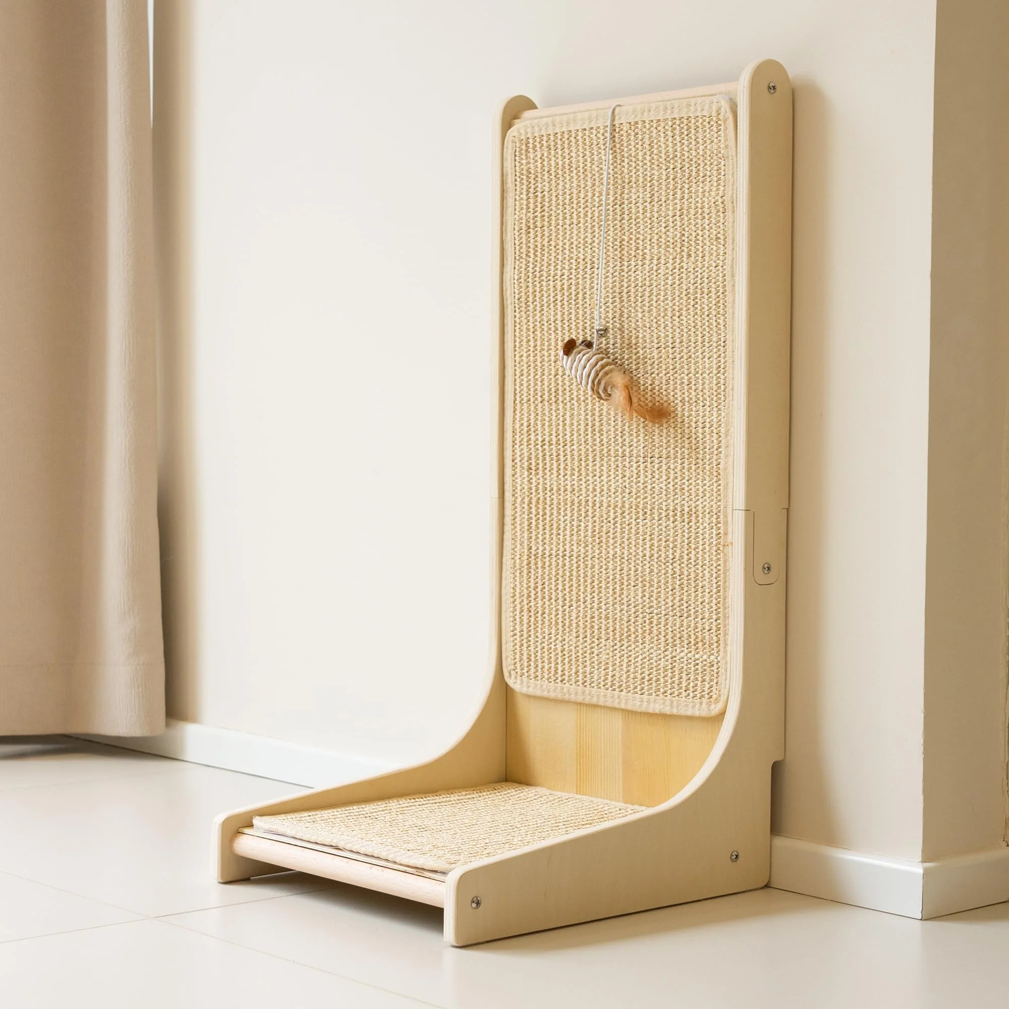 Artisan PETKARAY Sisal Cat Scratcher — Upright Wall-Mounted L-Shape Scratcher with Catnip Toy Trusted