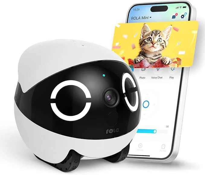 Durable Enabot EBO ROLA Mini FamilyBot 2K Pet Camera Robot Movable Indoor Camera Battery-Powered with Phone App One-Touch Call 2-Way Talk Night Vision Motion Detection Video RecordingAbout This Breathable