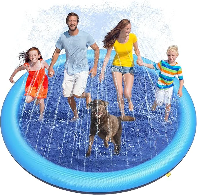 Premium Peteast Large Dog Splash Pad - Anti-Slip Pool with Thickened Sprinkler - Blue 86inAbout This Artisan