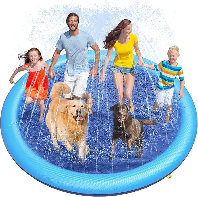 Green Peteast Splash Pad for Dogs 107 Anti-Slip Dog Pool Dog Splash Pad Sprinkler Pool Thicken Doggie Pool Summer Outdoor Water Toys Backyard Fountain Play MatAbout This Quality
