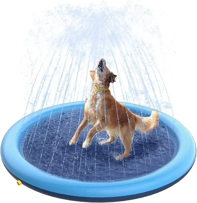 Relaxed Peteast Splash Pad for Dogs Kids - Anti-Slip Dog Pool for Large Dogs 0.58 mm Thickened Durable Outdoor Water Play Mat Summer Sprinkler Toy for Backyard 51inch About This Optimized