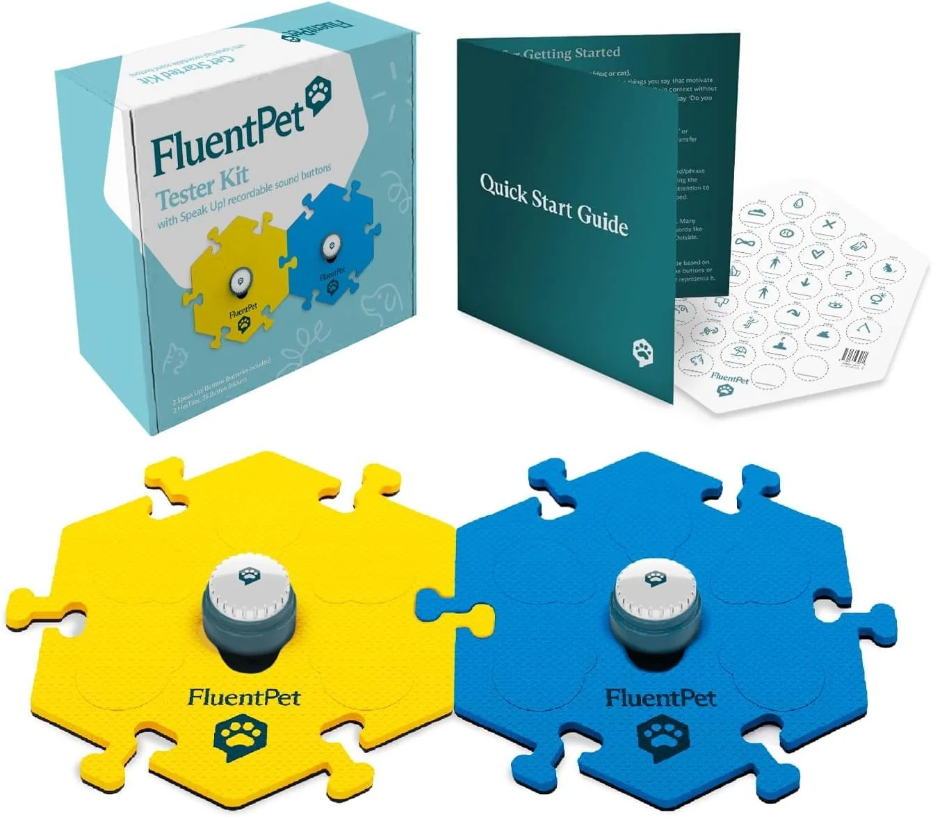 Trendy FluentPet Tester Kit – 2 Dog Talking Buttons HexTiles for Customizable Pet Communication World-Class