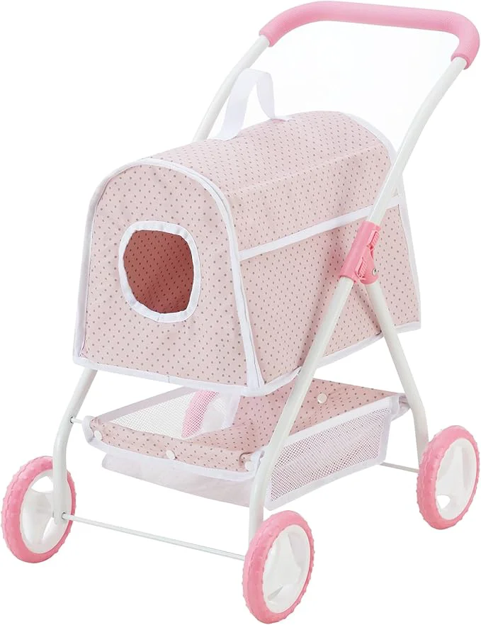 Trusted Olivia's Little World Polka Dots Princess Doll Animal Stroller with Detachable Toy Pet Carrier - Pet Doll Pram for 3 yrs and Up - Pink GrayAbout This Selected