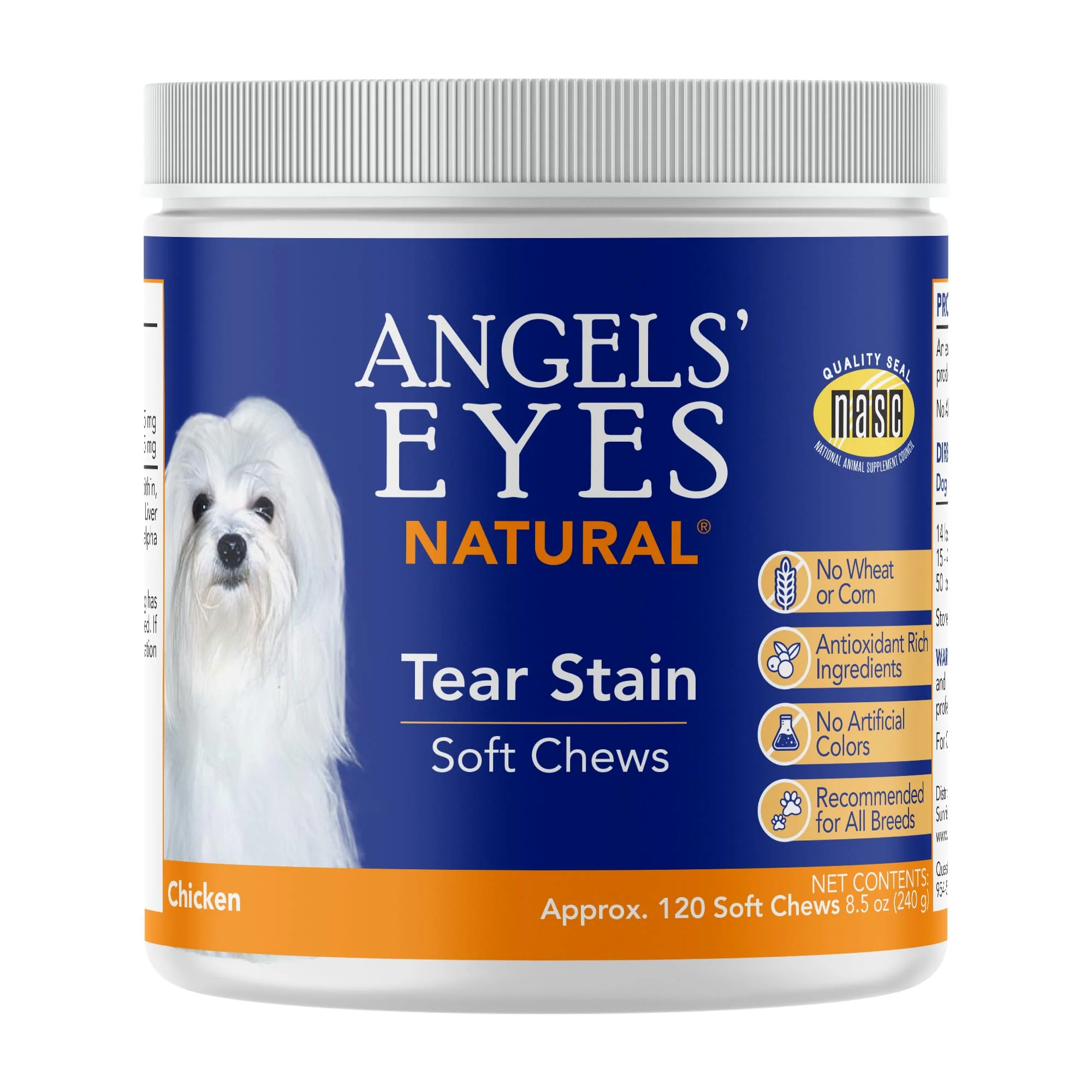 Enhanced ANGELS' EYES Natural Tear Stain Chews for Dogs Tear Stain Prevention Bright Coat High-Quality