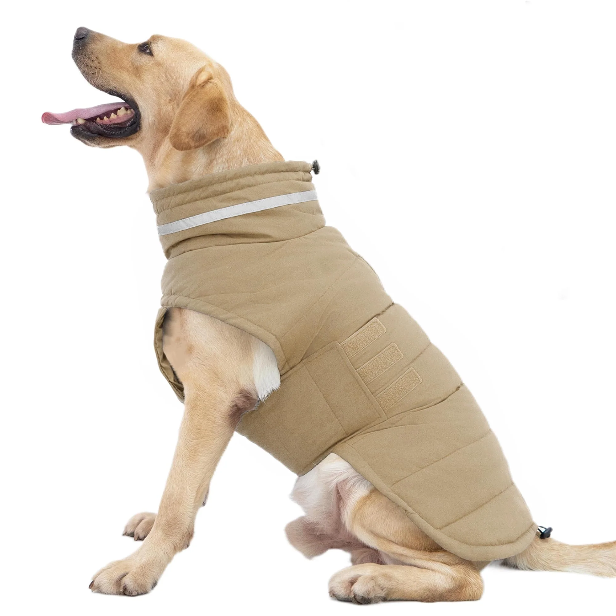 Versatile Mklhgty Waterproof Dog Coat for Medium Large Dogs Warm Winter Jacket with Reflective Strip – Khaki Size L Durable