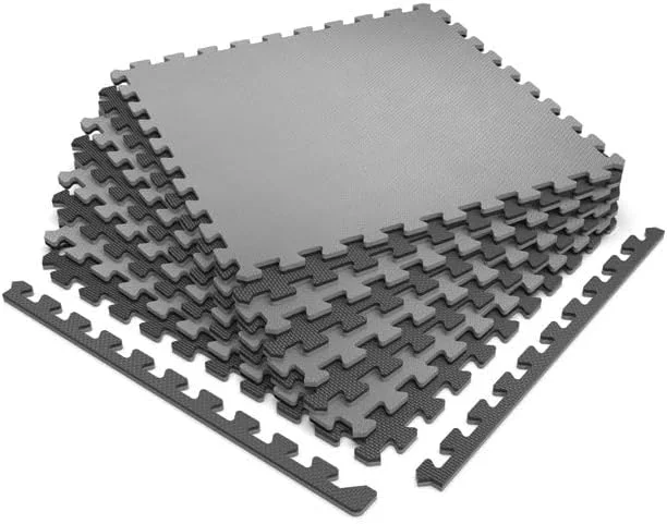 Top-Quality Norsk Multi-Purpose Reversible Floor Mats - EVA Interlocking Foam Tiles Gray Black 20 Tiles - 80 sq. Ft. 1 2 Thick Prestigious
