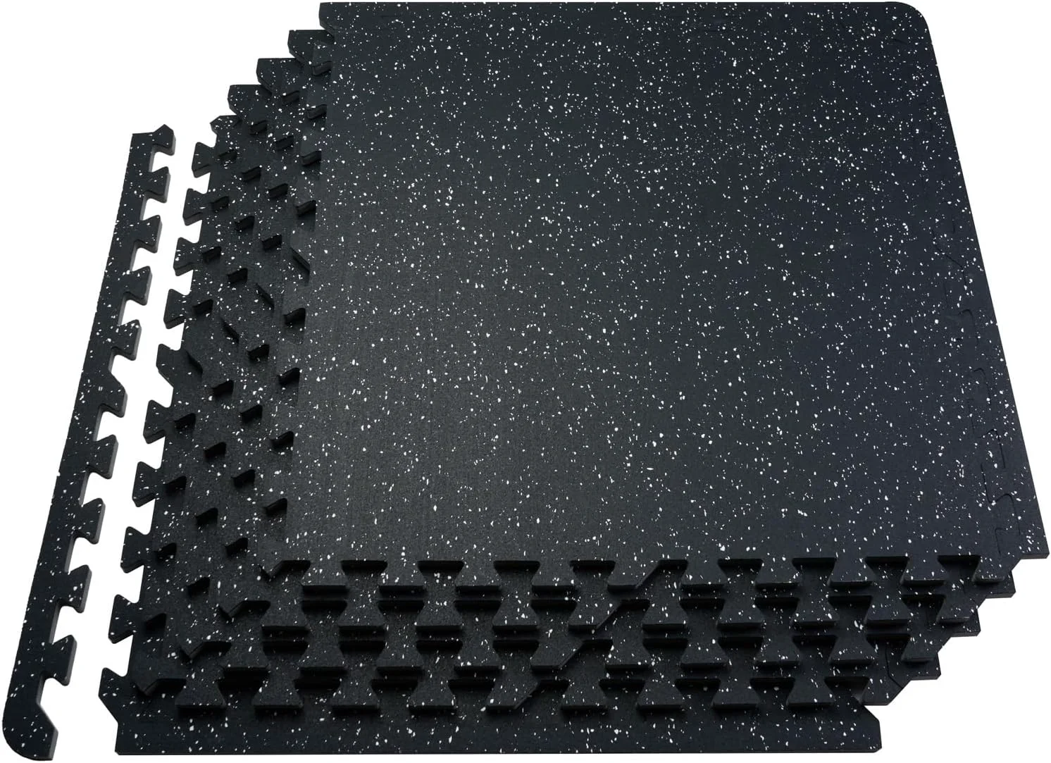 Genuine VEVOR 0.56 Inch Thick Gym Floor Tiles 6 Tiles Rubber Top with EVA Foam 25 x 25 Gym Flooring Workout Mats with 25 sq.ft Coverage Interlocking Puzzle Gym Mats for Gym Home Garage Black White Clean
