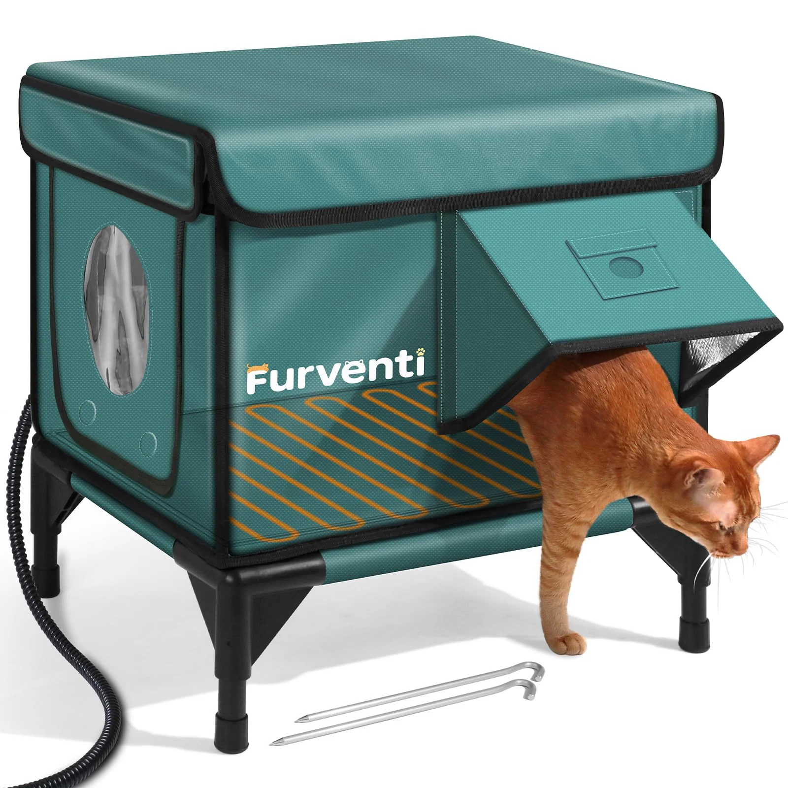Safe eekkii Heated Outdoor Cat House — Waterproof Insulated d with Heating Pad Verified