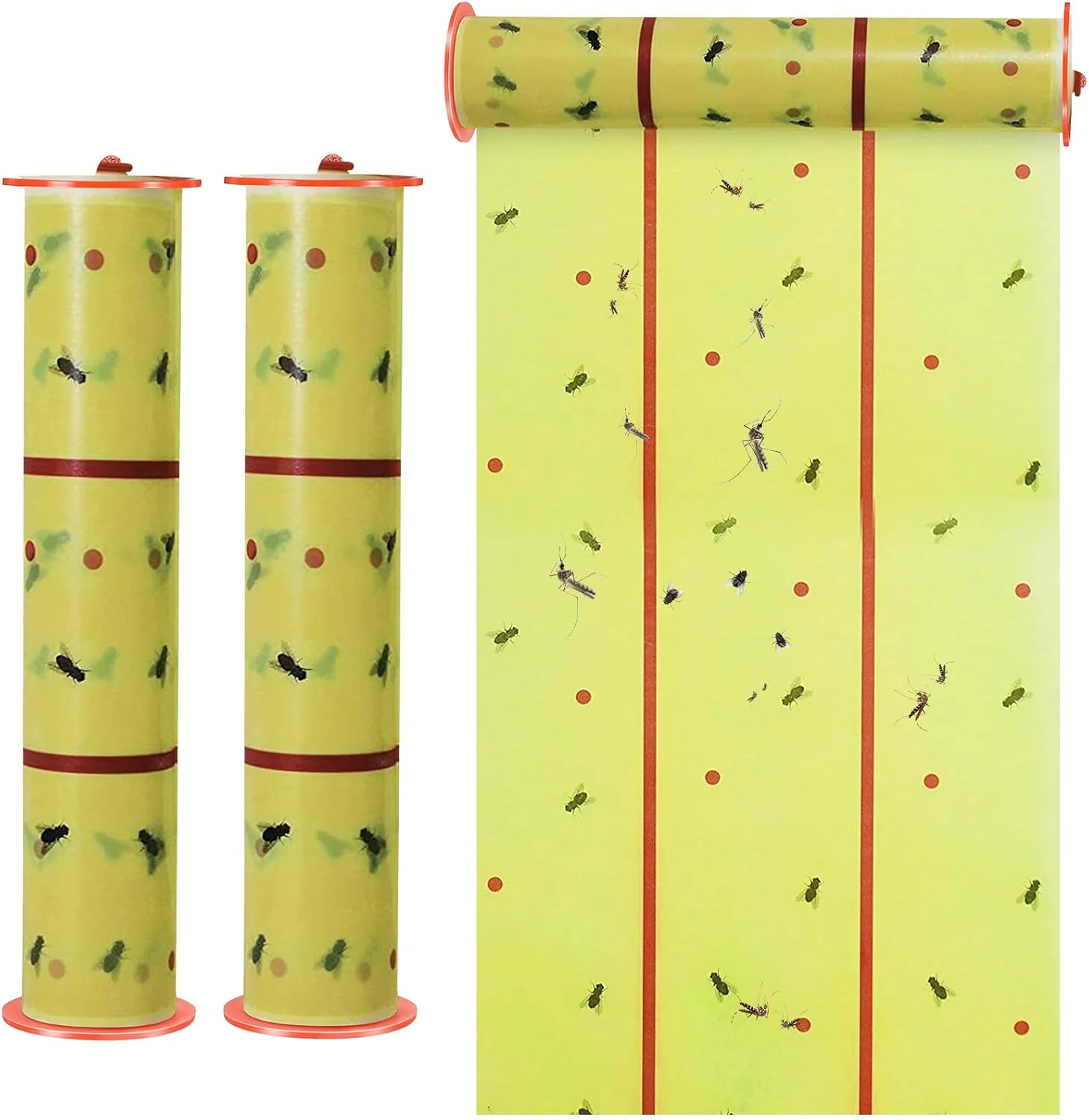 Certified Qualirey Giant Sticky Fly Traps 30 Feet Fly Strips for Indoor Outdoor Hanging Flying Tapes Non Toxic Ribbon Fruit Gnat Killer for Mosquito Plants House Horse Stable Yellow 2 Pcs Reusable