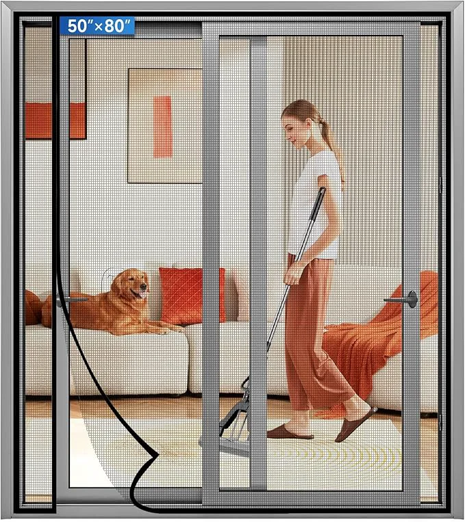 Safe Magnetic Screen Door Left Right Side Opening Upgraded PET Mesh Greater Than First-Class