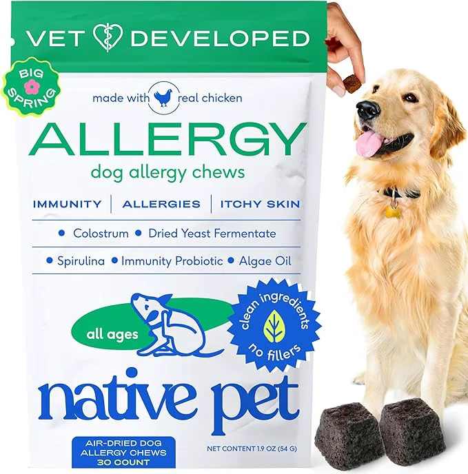 Optimized Native Pet Dog Allergy Chews - Dog Allergy Relief for Small Breeds - Supports Seasonal Itch Relief Healthy Immune Function Reduces Sneezing - Colostrum Spirulina Probiotics - 30 Days SupplyAbout This Classic