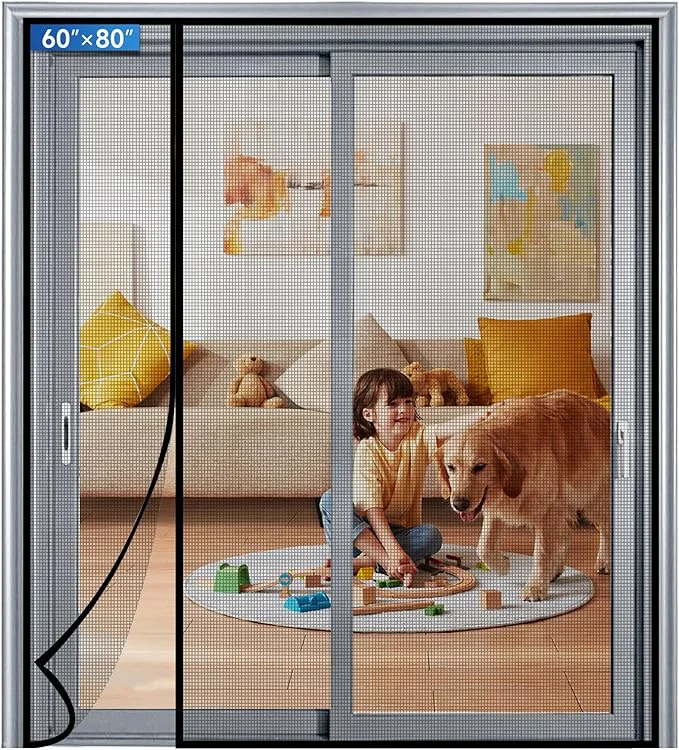 Comfortable Magnetic Screen Door Left Right Side Opening Upgraded PET Mesh Greater Than Stylish