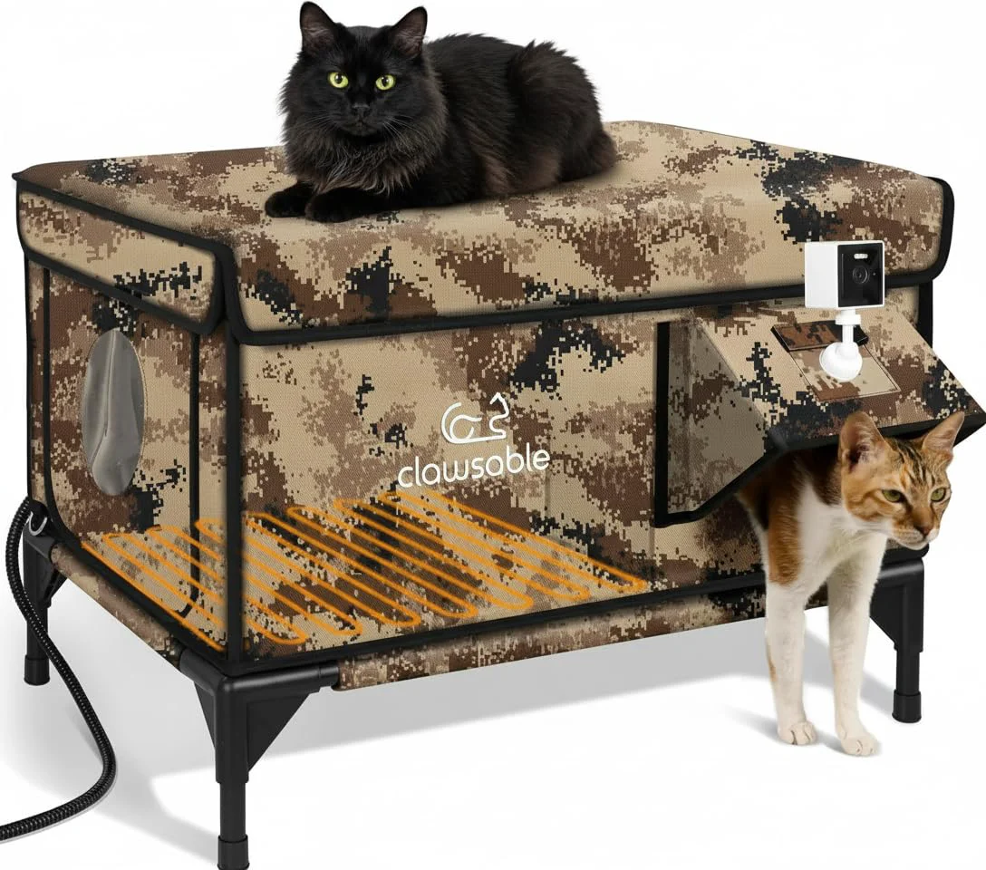 Powerful Rolimate Indestructible Heated Cat House with 2K Camera — Outdoor Waterproof Shelter for Winter Top-Quality