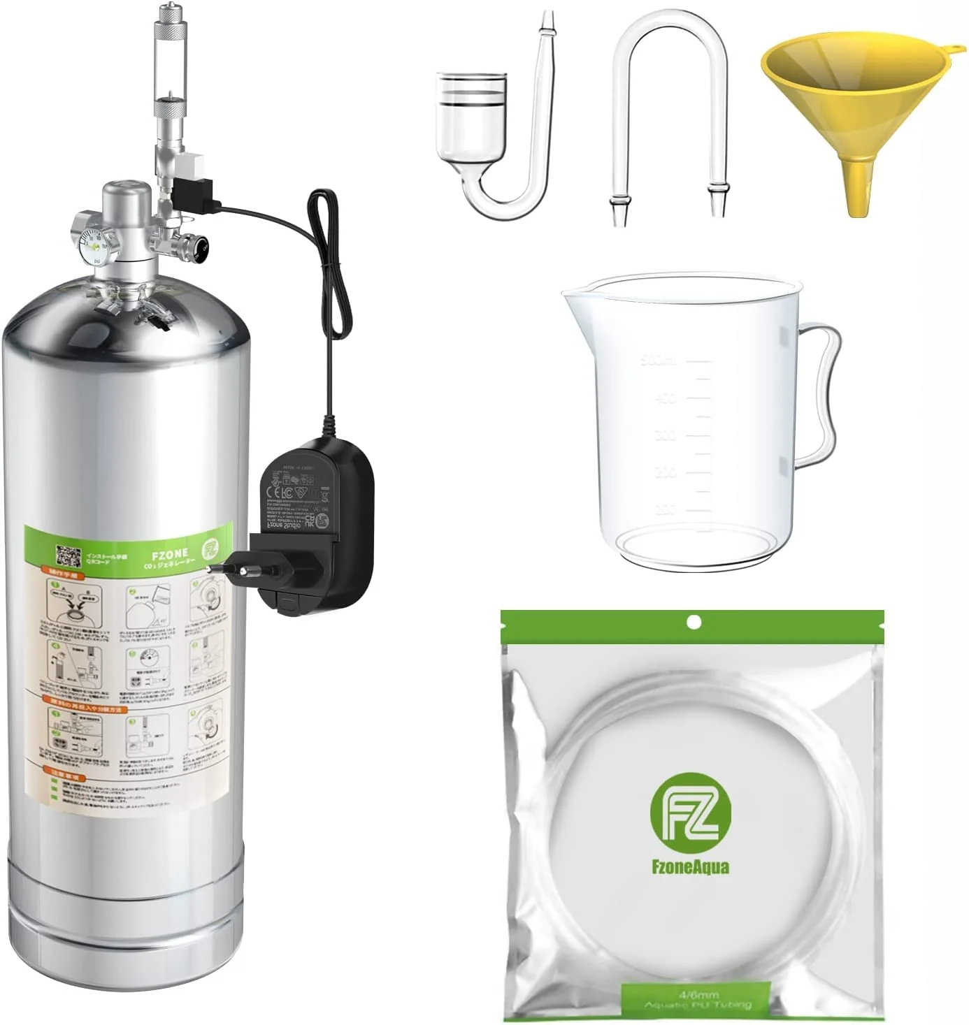 Crafted FZONE 2.5L Aquarium CO2 Generator System — Regulator Needle Valve Expertly Made