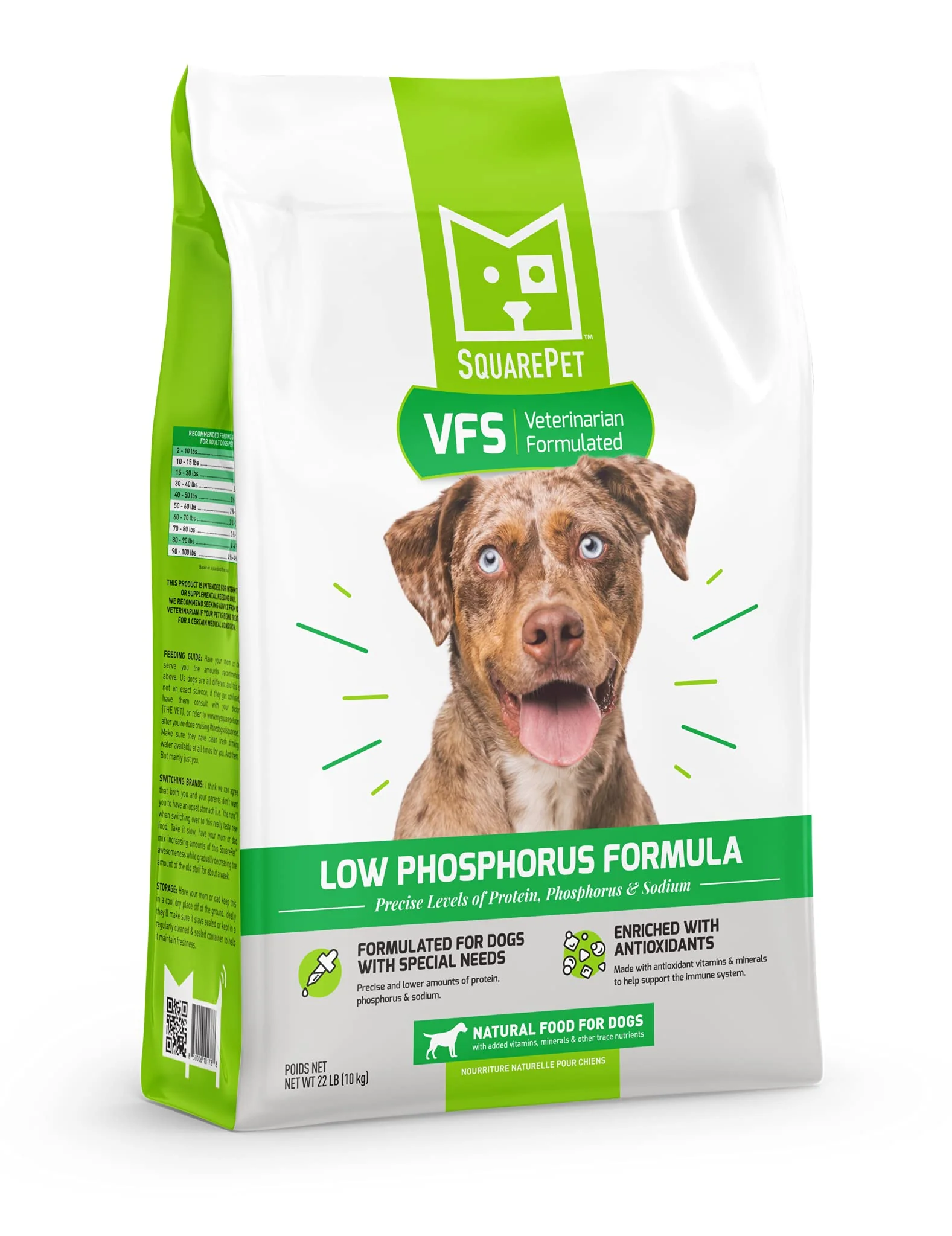 Elite SquarePet VFS Low Phosphorus Formula — Special Needs Dry Dog Food with Cage- Turkey Whole Eggs 22 lb Powerful