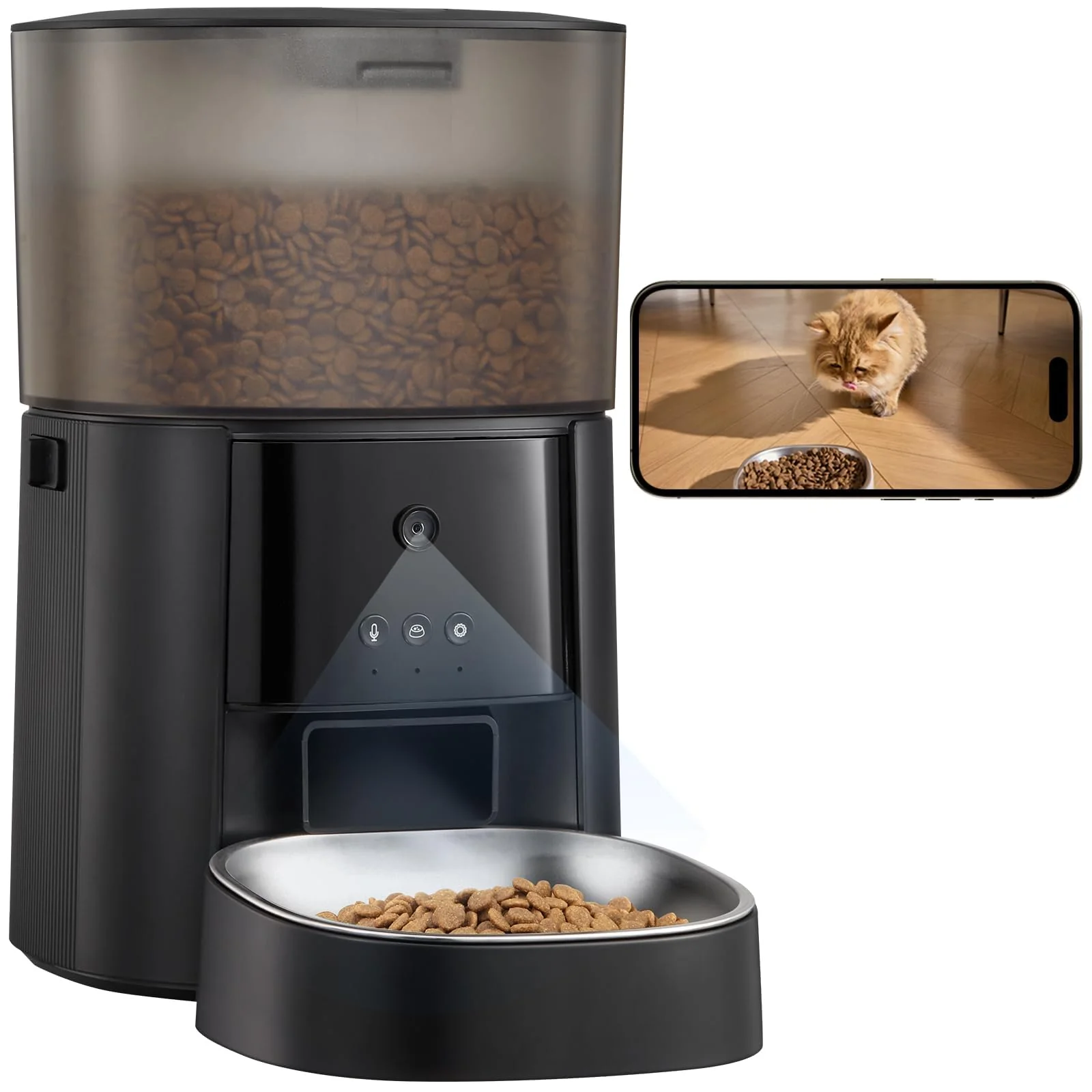Traditional MZZ Automatic Cat Feeder with Camera App Control — 4L Capacity Dual Power Excellent