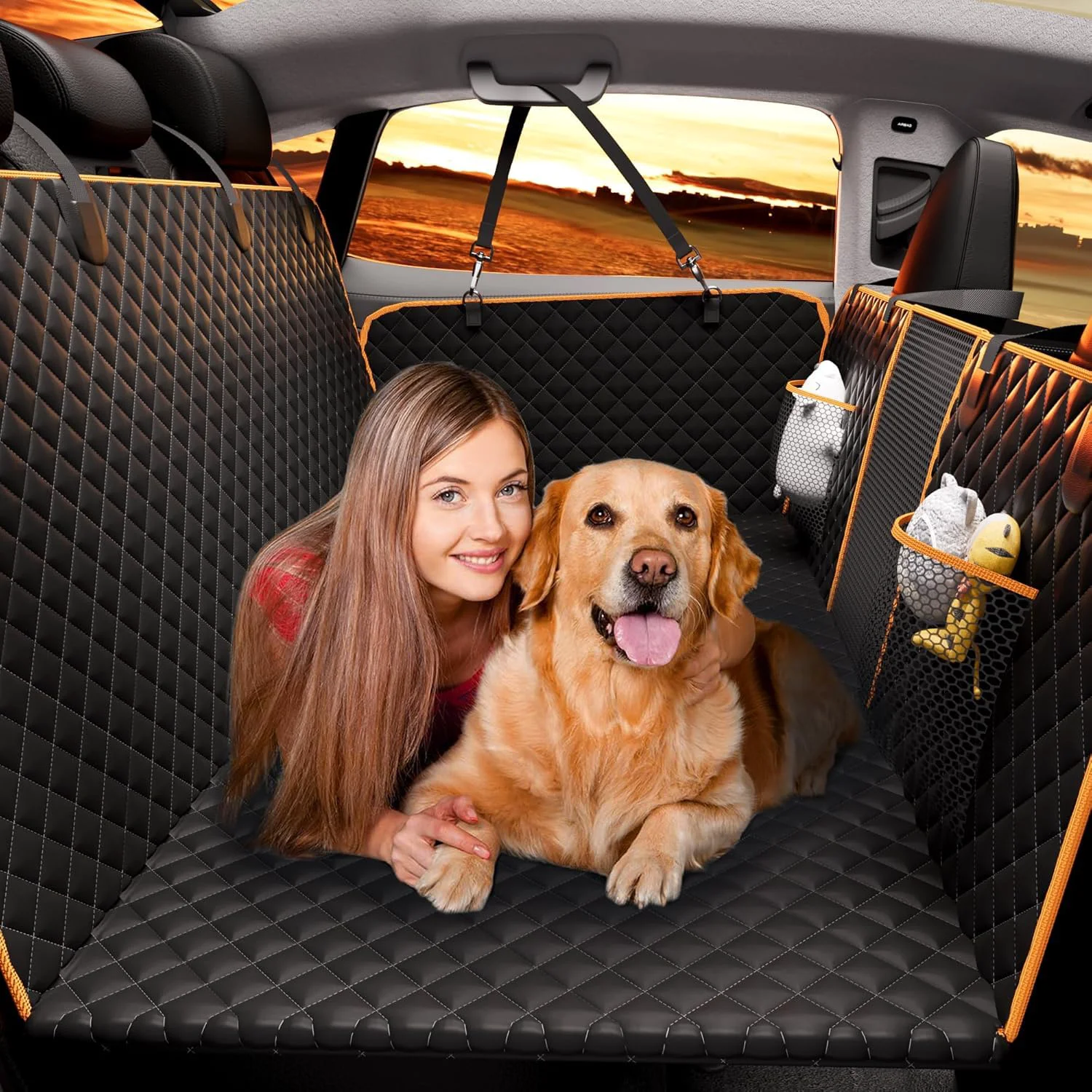 Dependable Chilino Back Seat Extender for Dogs - Large Space Waterproof Car Seat Cover Bed 52x25 Solid