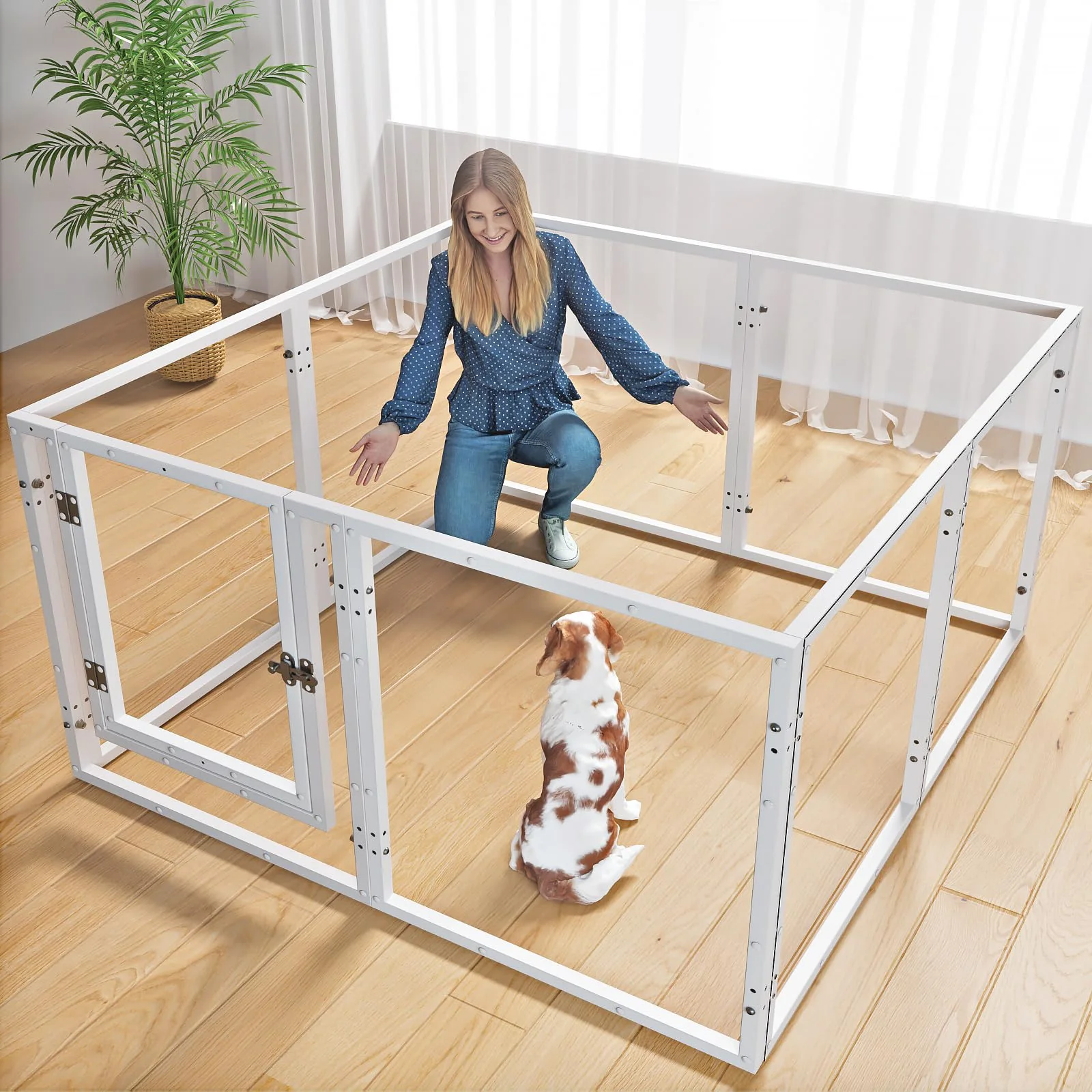 Certified Homelio Clear Acrylic Pet Playpen – 39 Inch 8 Panels Transparent Indoor Fence Smart