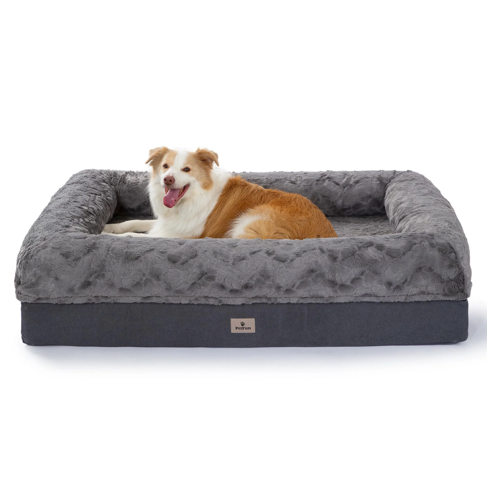 Versatile PetFun Memory Foam XL Dog Bed – Extra Large Orthopedic Sofa with Waterproof Cover 50x38x13 Dark Grey Flexible